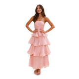 MQTIME  -  Summer New Sexy Strapless Women Cake Dress Simple Solid Color Female Banquet Party Dresses