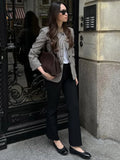  MQTIME  -  Plaid Print Women's Blazer Mandarin Collar Single Breasted Full Sleeve Female Coat Autumn Casual Chic Elegant Lady Outer