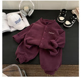 MQTIME  -  Kids Baby Girls Two Piece Suit Solid Color Thicken Warm Toddler Girls Tops+elastic Waist Infant Baby Girls Jogger Pant Outfit