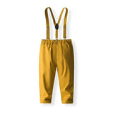 MQTIME  -  4Piece Set Spring Autumn Baby Boy Clothes Fashion Gentleman Stripe Cotton Long Sleeve Tops+Pants+Bow+Straps Kids Clothing BC1798