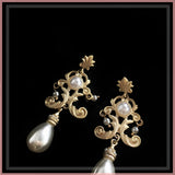 Mqtime Palace Vintage Earrings Frosted Antique Gold Color Earrings Lady Tea Party Ladies Earring for Women Luxury