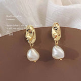 Mqtime New French Light Luxury Hand-made Special-shaped Freshwater Pearl Dangle Earrings For Women Fashion Jewelry Accessories