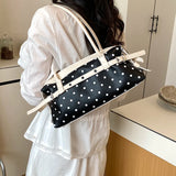  MQTIME  -  Korean Style Polka Dot Small PU Leather Top Handle Bag Ladies Contrast Color Shoulder Crossbody Bags New Trend Handbag
