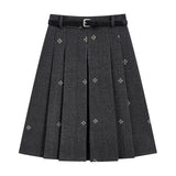 MQTIME  -   Retro age-reducing pleated spring and autumn new  versatile high-waisted temperament skirt skirt autumn and winter