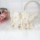 Mqtime Lolita Gentle Girls Shoulder Bags Elegant Sweet Lace Bow Women's Handbags Fashion Cute Pearl Chain Top-Handle  Y2k Aesthetic