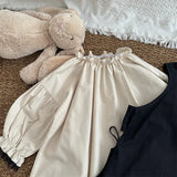 MQTIME  -  New Autumn Baby Girls Dress Sets Long Sleeve Lace Beige Dress Black Overskirt 2pcs Toddlers Kids Outfits