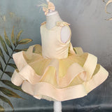 MQTIME Pink Flower Girl Dresses Satin Tulle Tiered With Bow Sleeveless For Wedding Birthday Party First Communion Gowns