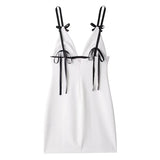 MQTIME  -   Women's 2024 Summer New Fashion Temperament Sexy Backless Bow Decorated Short Dress 2180/378