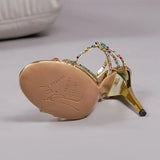 MQTIME  -  Luxury Colorful Rhinestone Cross Strap Sandals Women Summer Sexy Gold Super High Heel Narrow Band Sandals Party Shoes Mujer