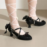 MQTIME  -  Women Bow Tie Heeled Mary Jane Pumps Elegant Trendy Cosplay Dress Fashion Party Pumps Comfort Casual Sandals
