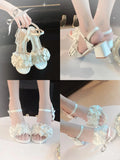 MQTIME  -  Pink Mary Jane Platform Sandals Bow Lace Cutecore Shoes Lolita Mary Jane Shoes White Lolita Shoes Women's Footwear Trend