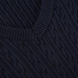 MQTIME  -  American Simple Color Contrast Letter Embroidery V-neck Slim Fitting Fried Dough Twists Sweater Spicy Girl Retro College Top