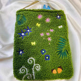 MQTIME  -  Creative Green Plush Bag Embroidered Lamb Wool Daily Storage Bag Embroidered Shoulder Handbag