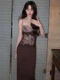 MQTIME  -  Lace Patchwork Dress Women Fashion Sexy Hollow Backless Square Collar Sleeveless Elegant Evening Party Club Bodycon