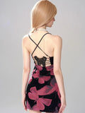 MQTIME  -  Vintage Butterflies Print Dresses for Women Spaghetti Strap Evening Dresses Summer Sexy Irregular Black Long Dress Ins