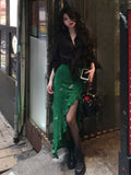  MQTIME  -  Summer Vacation Y2k Irregular Skirt Hem High Waist A-LINE Flower Print Long Shirt