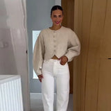 MQTIME  -  Women Autumn Winter Elegant Shorts Set Two Pieces Set Crop Single Breasted Long Sleeves Jacket Coat Female Chic Shorts Suit