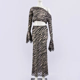  MQTIME  -  Hot-selling Autumn New Product, Open-button Slanted Shoulder Printed Mesh Yarn, European  Horn Sleeve Set Cw99496