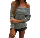 MQTIME  -  Autumn/winter Top  Women's Casual Temperament  Solid Color Pullover  One Shoulder Sweater