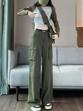 MQTIME -  New Y2K Fashion Cargo Women Wide Leg Pants High Waist Chicly Pockets Female Pants Straight Casual Black Loose Trousers Lady