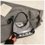  MQTIME  -  Shiny Stone Mini Handbag Crossbody Bag Shoulder Bags American Retro Big Wallet and Phone Storage Bag Woman Bags Purse