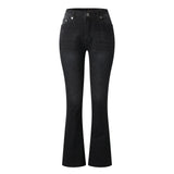 MQTIME  -  Vintage Skinny Black Jeans Women's Elastic Waist Slim Fit Flare Pants Elegant Female Denim Trousers Bell Bottom  Streetwear