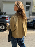 MQTIME  -  Autumn Retro Patchwork Lapel Jacket Woman Single Breasted Long Sleeved Pocket Short Coats Casual Office Lady Outwear New
