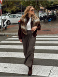  MQTIME  -  Elegant Plaid Long Skirts For Women Fashion Ruched New High Waist Midi Skirt High Street Casual Chic Party Skirts Mujer ﻿ ﻿