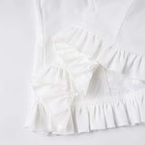 MQTIME  -  Basic Summer Solid U Neck Short Sleeve Single Breasted American College Girls Slim Top Female