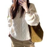 MQTIME  -  Women Knitting Sweater New Soft Knit Sweater Women's Retro Thickened Oversized Lazy Style Slim Fit Knit Top