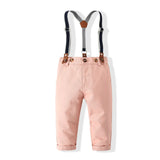 MQTIME  -  Autumn Toddler Boy Clothing Korean Fashion Gentleman Plaid Long Sleeve Cotton Tops+Pants+Straps+Tie Newborn Baby Clothes BC1376