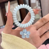 MQTIME  -  Cherry Blossom Candy Color Jelly Phone Line Hair Band Children's Spring New High Elasticity Seamless Hair Girl Headdress