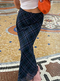 MQTIME  -  Elegant Aesthetics Retro Argyle Plaid Print Mesh Skirts Y2K Vintage 90s Low Waist Double Layer Skirt Summer Beachwear