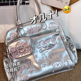  MQTIME  -  Japanese Harajuku Style Cute Cat Print Nylon Backpack Large-capacity Kawaii School Schoolbag Tote Bags Storage Bag Women's Bags