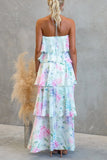 MQTIME  -  Holiday Patchwork Print Fashion Maxi Dress Women Summer Sleeveless Chic Party Dress  Halter Lace-Up Ladies Dress Vestidos