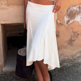 MQTIME  -  Casual Irregular Lace Up Skirt For Women Fashionable Sexy Low Waist Solid Color Skirt Summer Beach Streetwear Women Elegant