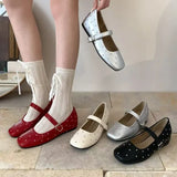 MQTIME  -  New Spring Women Pumps Round Toe Low Heel Shoes Leather Shoes for Women rivet Buckle Strap Mary Janes Ladies Shoes