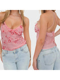 MQTIME  -  Women s Boho Style Embroidered Sleeveless V Neck Camisole with Open Back Detail and Floral Print Tank Top for Summer