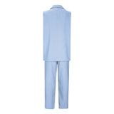 MQTIME  -  Workwear Women's 2 Piece Outfits Sleeveless Suit Vest And Wide Leg Pants Business Office Ladies Set Elegant Formal Clothes