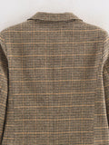  MQTIME  -  Autumn Winter Plaid Mixed Fabric Women's Blazer Jacket New Fashion Commute Long Sleeve Coat Streetwear Casual New Outerwear ﻿