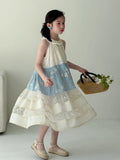 MQTIME  -  Girls Dress Spring and Summer New Childrens Clothing Korean Style Girl Baby Lace Splicing Flower Hanging Neck Halter Dress