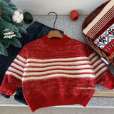  MQTIME  -  Winter Kids Baby Boys Knitwear Versatile Striped Thicken Warm Toddler Boys Pullovers Christmas Infant Boys Knitwear