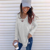 MQTIME  -  European and American women's clothing 2024 autumn new T-shirt fashion tie V-neck corn tie solid color crop top women  YBF36-3