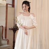 MQTIME  -  Summer Lingerie Sleep Wear Apricot Nightdress Clothes Women French Nightgowns Sexy Nightwear