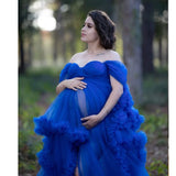 MQTIME  -  tulle robe photo dress Summer 3d Shoulderless Elegance Maternity Dress for Pregnant Women