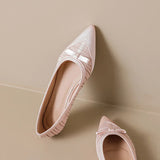 MQTIME  -  Fashion Satin Bowknot Pleated Designer Women Pumps Elegant Pointed toe Low Heeled Shallow Spring Summer Office Lady Dress Shoes
