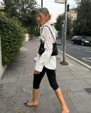 MQTIME  -  Casual Striped Shirt Women Korean Single Breasted Elastic And Pleated Blouse Spring 2025 New Turndown Collar Long Sleeves Shirts