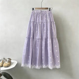 MQTIME  -  Korean Korean Casual Crochet Geometric Print A-LINE Mid-length Fashion Skirts