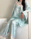 MQTIME  -   Spring Autumn Women Vintage Chinese-style Long-sleeve Pajamas Girls Student Homewear Women Soft  Loungewear Loose Robe Ladies