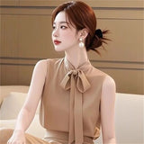 MQTIME  -  Luxury Women's Party Outfit Summer New Elegant Lace Up Sleeveless Top+High Waist A-Line Skirt 2-Piece Set Office Lady Suit 116B